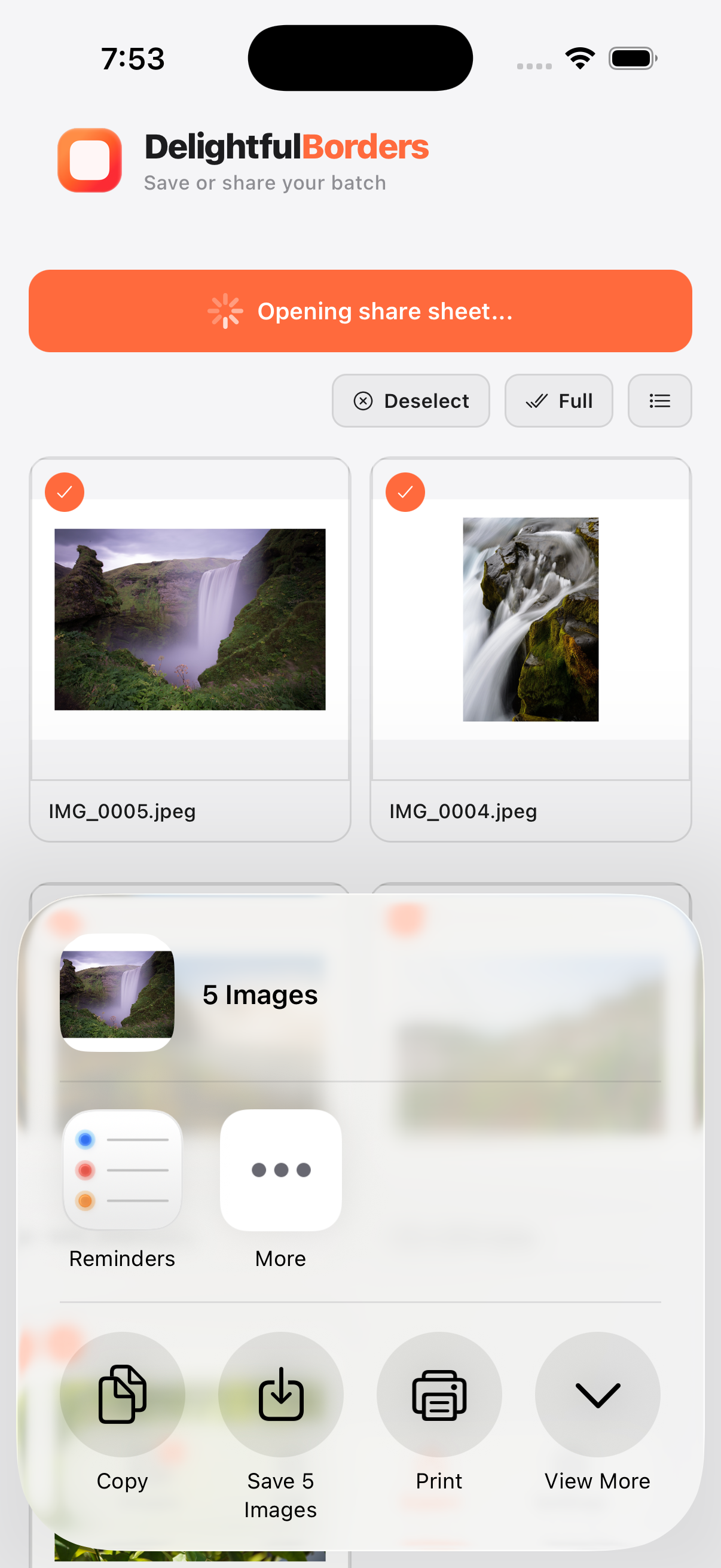 Sharing interface
